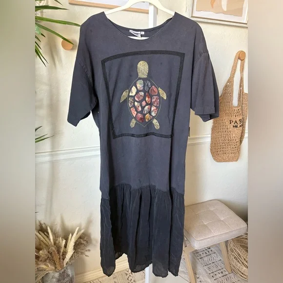 Vintage Johnny Was Charcoal T-Shirt dress - Picture 7 of 7